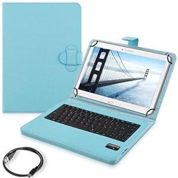 Fundas de Piel Sintética QWERTZ Azul para Samsung Tab 4