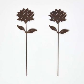 Garden Dahlia Stakes – Dual Pack, 12 × 37 cm, 100% Mild Steel, Brown