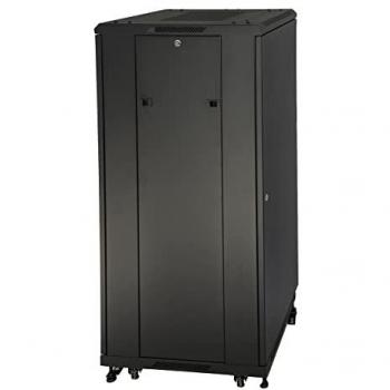 Armadio Rack 19 27U Nero con Porta Vetro da Assemblare 1388x600x600