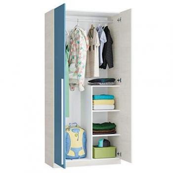 Armadio Elegante 90x52 h. 200 – Bianco e Blu, 3 ripiani