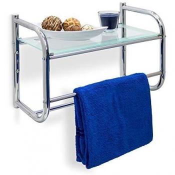 Mensola di Design per Bagno: Vetro & Acciaio Inox 34x45x23 cm – Relaxdays