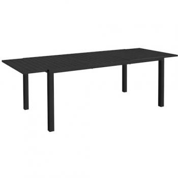 Table extérieure élargissable 6 à 8 sièges, aluminium noir, 240 × 94 × 73 cm