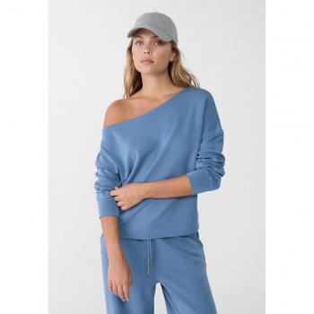 Stradivarius Schulterfreies Sweatshirt in sanftem Blau XL