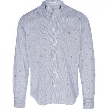 Gant Herenhemd, lange mouwen, blauw, maat L, regulaire pasvorm