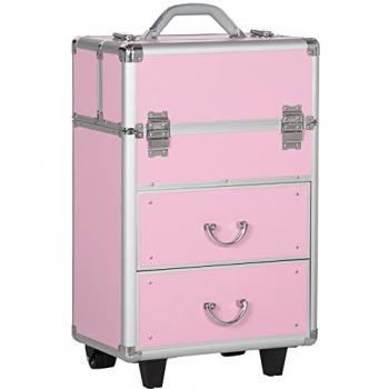 MCOM Trousse à roulettes pour salle de bain – couleur rose – 36x23x58 cm