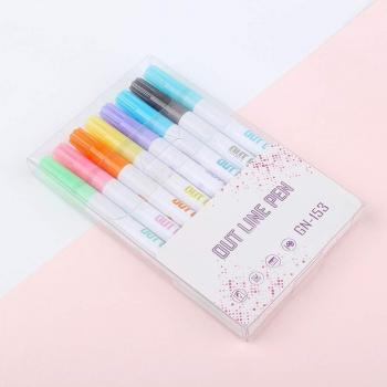 8 pcs Double Line Contour Pen Set for DIY Projects