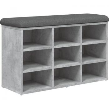 Banc de chaussures en bois d'ingénierie gris 82 x 32 x 50 cm