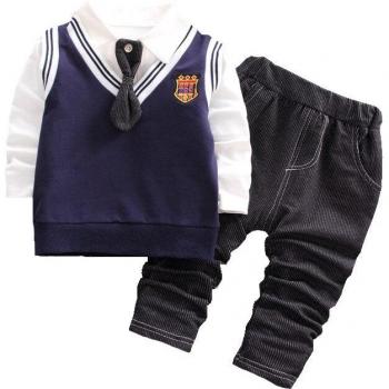 Conjunto de Traje de Boda Infantil con Camisa a Rayas