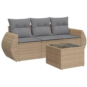 VidaXL Garten-Sofagarnitur 4-teilig Beige mit Kissen