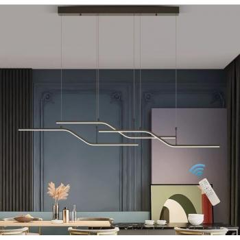 Pendente GANEED Nero 40W LED dimmerabile con telecomando, 3 strisce luminose