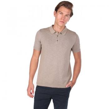 Beige T-shirt met polokraag voor mannen M
