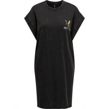 Cielo Oscuro: Vestido OnlyOnllucy de Algodón con Motivo Mariposa Negro