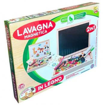 Lavagna Magnetica 2in1 in Legno con Gessetti e Animali