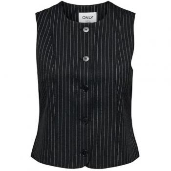 ONLY Anzugssakko ONLMALENA-REINA Waistcoat TLR Noos 15357618 – Schwarze Weste mit Nadelstreifen für das Büro, Größe 36 (female