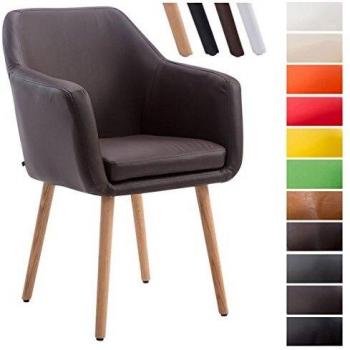 Chaise de salon CLP Utrecht Rembourrée, simili cuir marron foncé