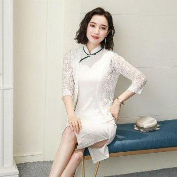 Qipao Cheongsam blanco sin mangas M-3XL ropa de mujer