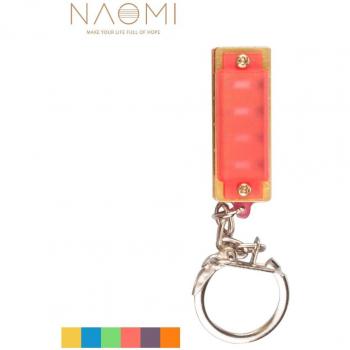 Naomi 4-Hole 8-Tone Mini Harmonica Keychain Pink