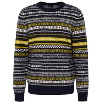 Men's Multicolor Round-neck Knit Pullover, XL