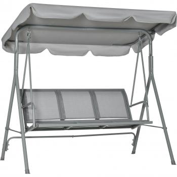 Outsunny 3-Sitzer Hollywoodschaukel mit Sonnendach, Metall Grau/Silber, 170x110x153 cm