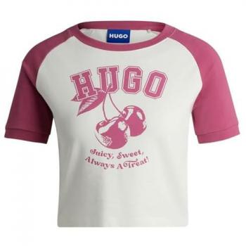 HUGO Damen T-Shirt Dana Rosa Größe S mit College-Print