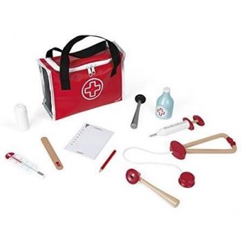 Ensemble de jouets pour docteur en bois massif avec 10 accessoires