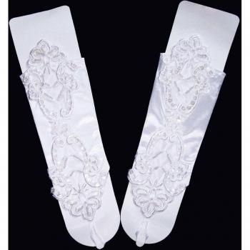 White Velvet Short Fingerless Wedding Gloves