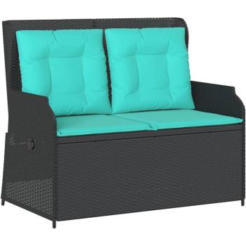 VidaXL Black Poly Rattan Reclinable Garden Bench – Premium Cushioned Edition