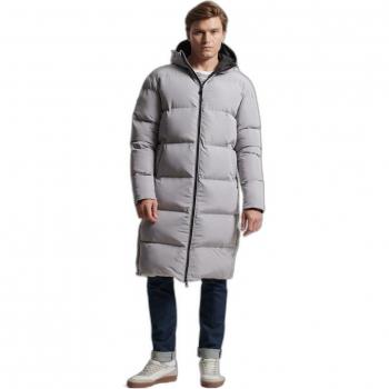 Chaqueta Acolchada Larga Superdry Gris Claro para Hombre XL