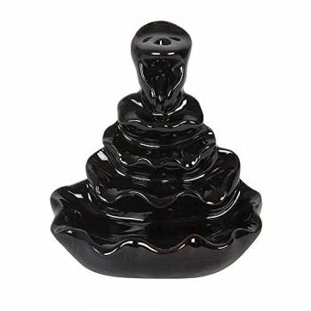 Eight‑Point Ripple Incense Dispenser, 4 Tiers, Black H8.5 cm