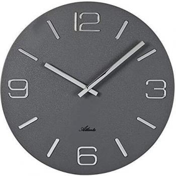 Quarzzeitgeber Atlanta 40 cm – Moderne graue Wanduhr