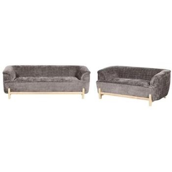 Suite Canapés Alnor 5 Places – Design Bois et Chenille Marron