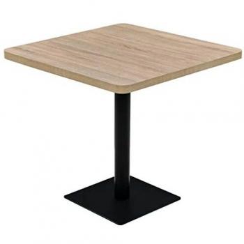 Table de jardin en MDF et acier square, 80x80x75 cm, couleur chêne