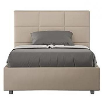 Cama Mika símil piel 140x190 gris tórtola sin somier