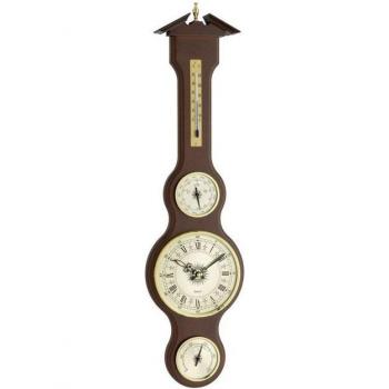 TFA 45.3004 Wanduhr und Wetterstation aus Massivholz