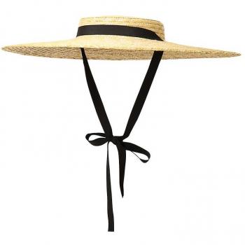 Sombrero de Paja Negro de Gran Ala para Mujer