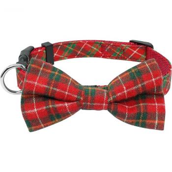 Christmas Plaid Dog Collar with Bowknot for Puppies