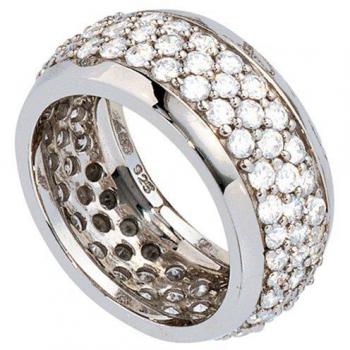 JOBO Damen Silberring 925 rhodiniert mit Zirkonia rundum Größe 52
