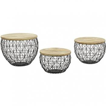 AUBRY GASPARD: Elegantes 3‑teiliges Sofa-Set aus Metall & Mangoholz