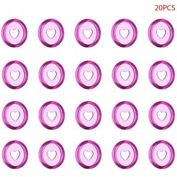 20pcs 24mm Heart Shaped Clear Binder Rings with Mushroom Hole
