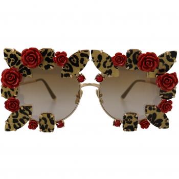 Gold Metal Frame Roses Embellished DG2207B Sunglasses