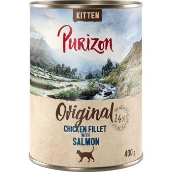 Purizon Original Kitten: Kip & Zalm – 12‑porties 400 g elk (2‑pack)