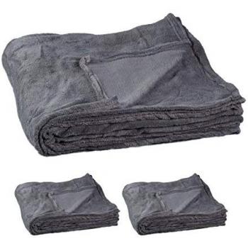 Sofadecke grau, 3er Set, Fleece, 200 x 220 cm