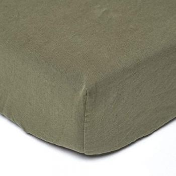 Homescapes Khaki Green Linen Deep Fitted Sheet