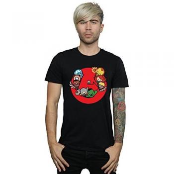 Marvel Men's Kawaii Avengers Ready Steady War T-Shirt Black XX-Large