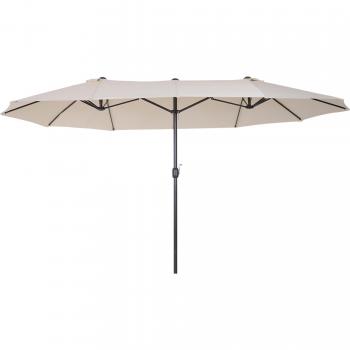 Outsunny Sombrilla Parasol Doble para Jardín 4,55x2,65x2,38 m Sombrilla Gigante Anti UV con Manivela para Exterior Patio Terraza Piscina