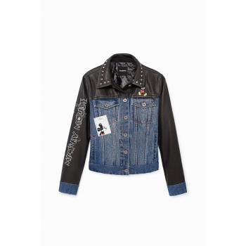 Giacca Ecopelle Nero Desigual CHAQ_Mickey World XS Donna