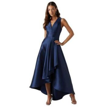Coast Honoured Maximus Twill Bridesmaid Gown with Plunge – Navy