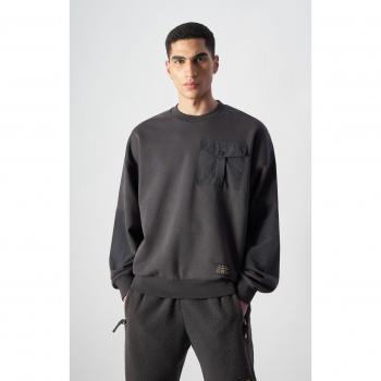 Sweatshirt gris épais en molleton recyclé