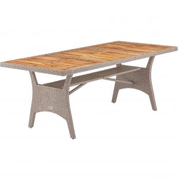 Takeo Polyrotan Tuintafel Crème 190x90x74cm Acacia