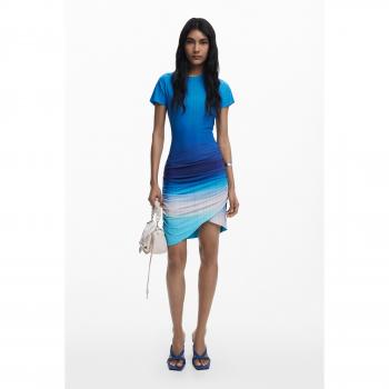 Drapeado Short Dress Azul M Desigual